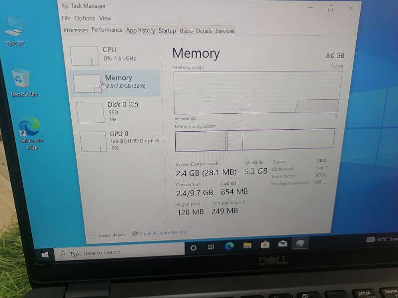Dell 5400 i7 8th gen with glass less touch screen 10