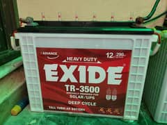 Excide Tubler battery 290 ampare TR 3500 almost new