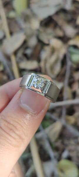 Real Diamond (ھیرا) Almas 100% natural Palladium ring 55 cents fine 0