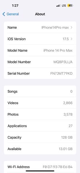 iPhone 14 promax 128GB 7