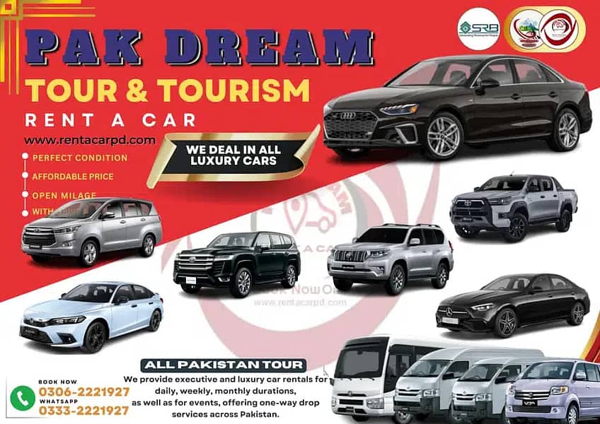RENT A CAR | Tour and tourism | One way drop service all over Pakistan 0