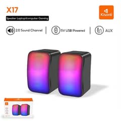 KISONLI X17 SPEAKER GAMING 2.0 RGB LIGHTS WITH VOLUME CONTROL FOR PC
