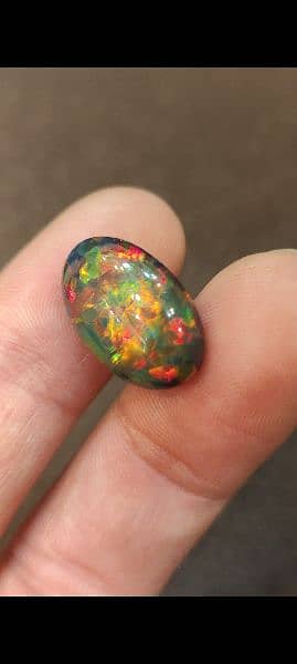 Black Opal full fires colors 100% natural orignal gemstone honey comb 4