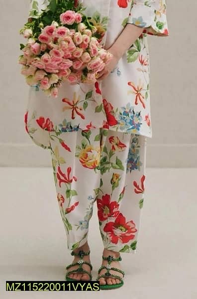 3 Pcs Women's Unstitched Lawn Digital Print Suit 2