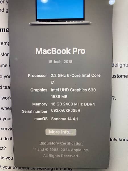 apple macbook Pro 2018 15 inch 10/10 6