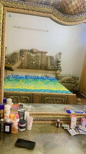 fiber bed with two side tables full size with drasing full mirror 5