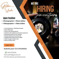 Photographer, videographer Jobs Available