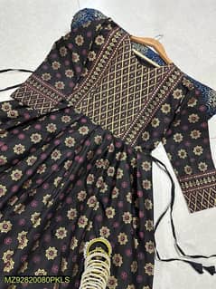 2 PCs women's stitched cotton printed shirt and trouser 0