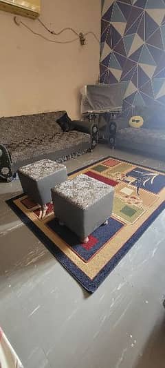 2 sofa come bed with 2 stools, urgent sale