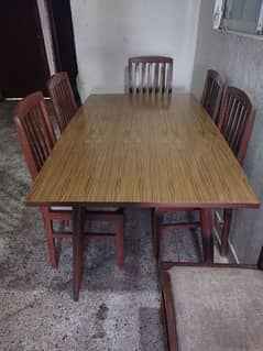 Urgent sale One Table with 6 chairs price 15000/=