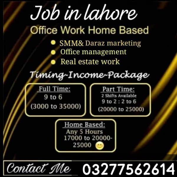 part time / full time / home base job available 0