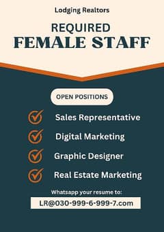 Staff required for real estate marketing Fixed + commission