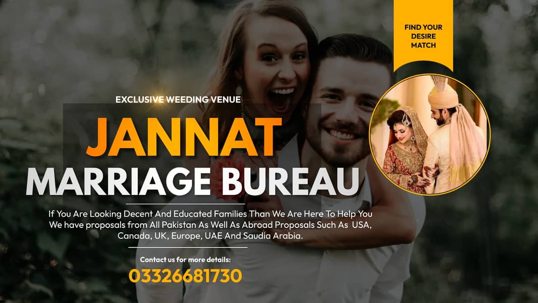 Marriage Bureau Services / Abroad Proposals / Online Rishta / shadi 0