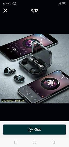 m10 digital display case earbuds black 0