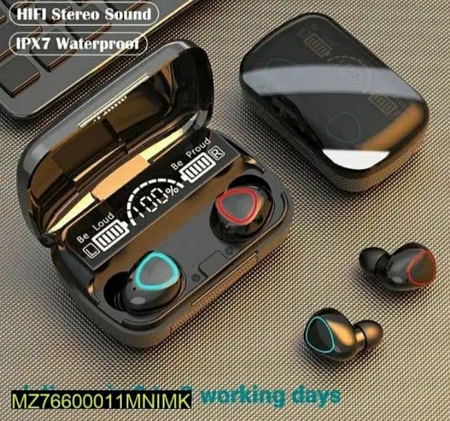 m10 digital display case earbuds black 3