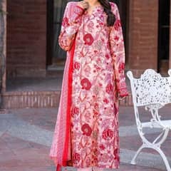 3 pieces women Unstiched Lawn printed suits with free home delivery