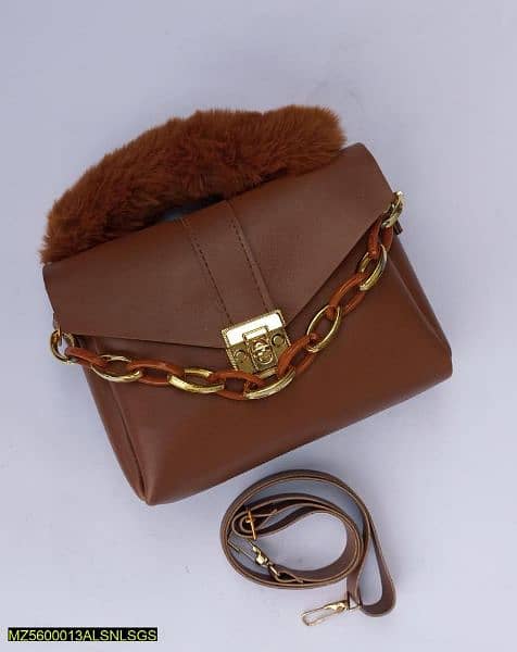 Chunky chain purse with fur for woman and girls 0