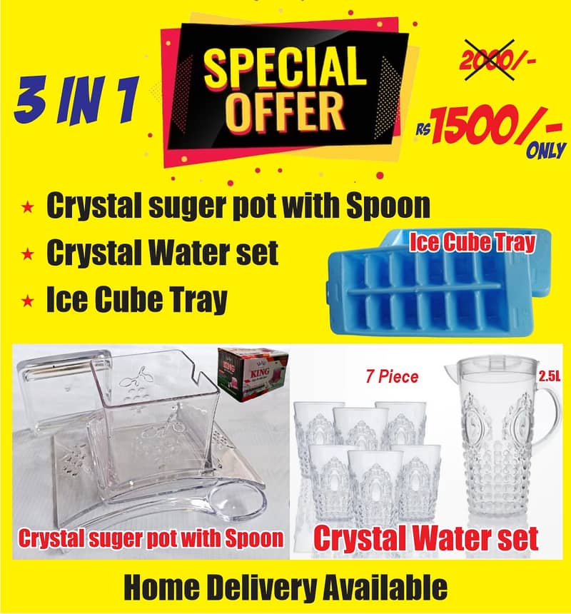 Water Set | sogar pot with spoon | ice cube ( 3 in 1 Offer ) 5