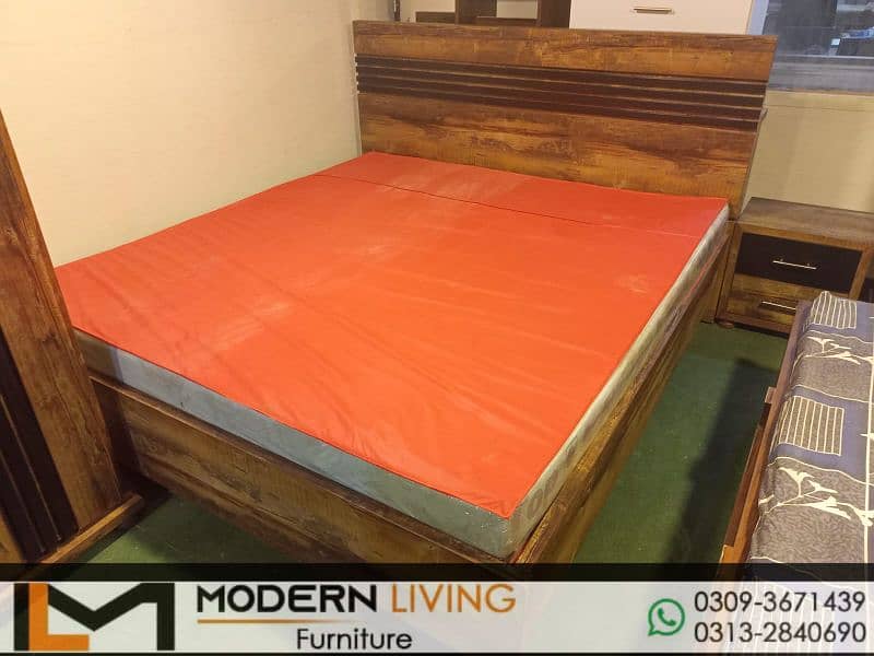 Modern King size bed with 2 side tables best quality 1