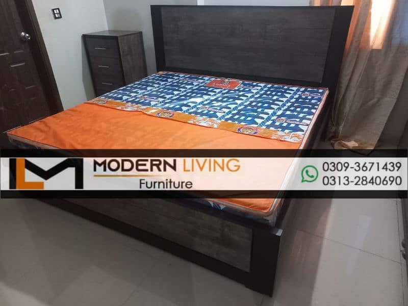 Modern King size bed with 2 side tables best quality 3