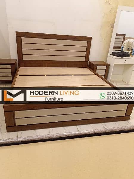Modern King size bed with 2 side tables best quality 5