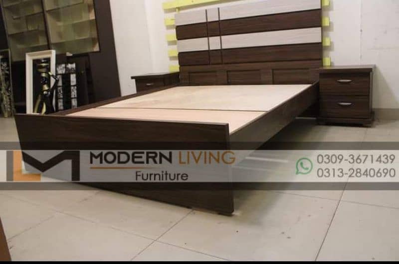 Modern King size bed with 2 side tables best quality 12