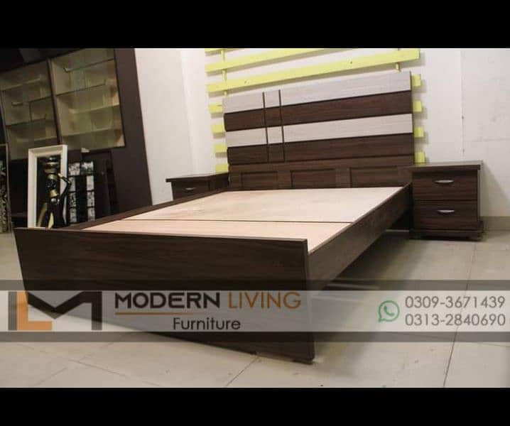 Modern King size bed with 2 side tables best quality 13