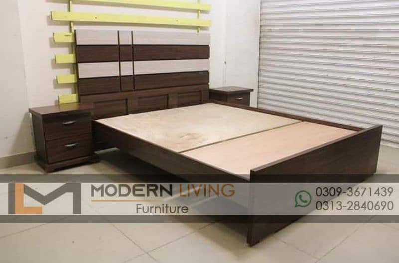 Modern King size bed with 2 side tables best quality 15