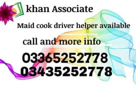 Maid , Patient care , Chienese Cook , Helper , Driver, Couple ,Nurse