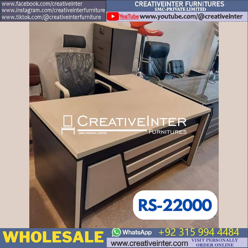 Executive Office Table L shape Study Desk Computer Chair Modern Furni 1