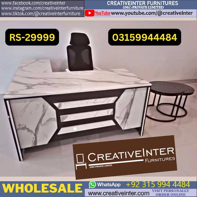 Executive Office Table L shape Study Desk Computer Chair Modern Furni 17