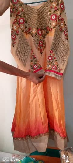 indian heave embroidery maxi with shafoon dupatta