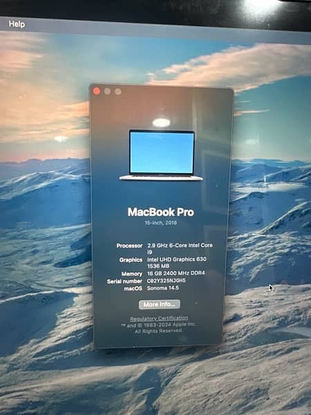 Apple Mac Book Pro 2018 15” core i9 2