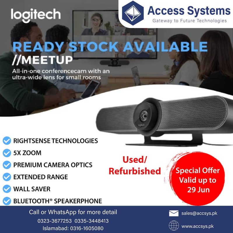 All in one USB video Bar Audio Video conferencing Logitech Meetup 4K 0
