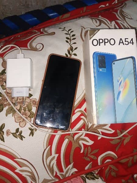 oppo a54 4 128 one handed used no any fult  with box and charger 6