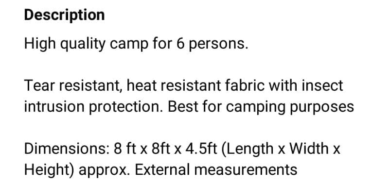 Tent - Camp (4-6 persons) 4