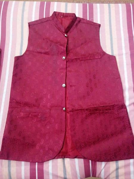 Velvet Colour Waistcoat - for Kids age 11-14 - best on Shalwar Kameez 0