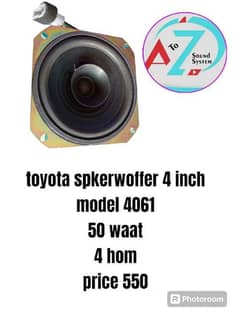 4 inch toyota spkerwoffer model nomber 4061  50 watt 4 ohms  price 55