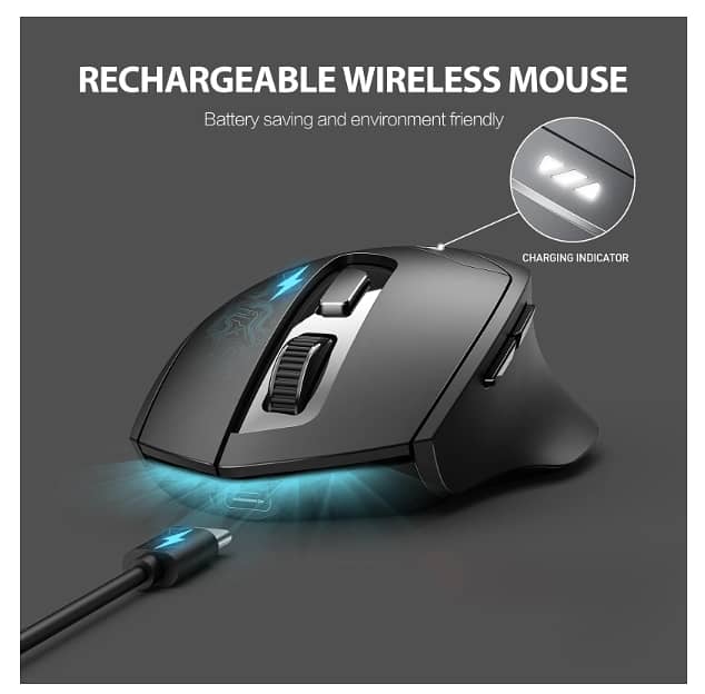 INPHIC DR01 Bluetooth Mouse Rechargeable, 2.4G Wireless Mouse. 6