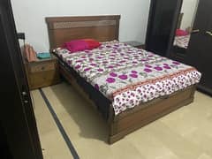 Bed with mattress & side table