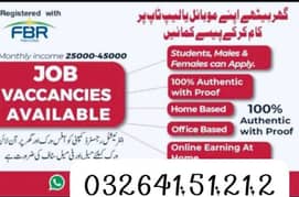 Males & Females staff are Required at Office and Home base