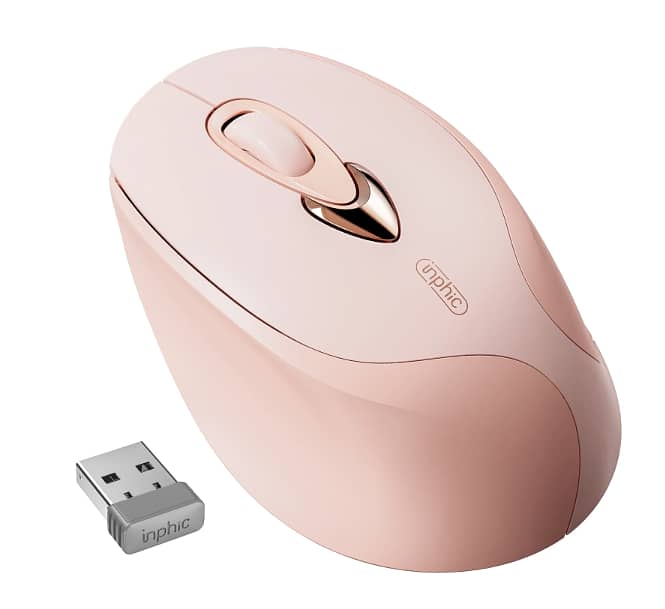 INPHIC Wireless M8 Mouse Light Pink,  2.4G USB Rechargeable. 0