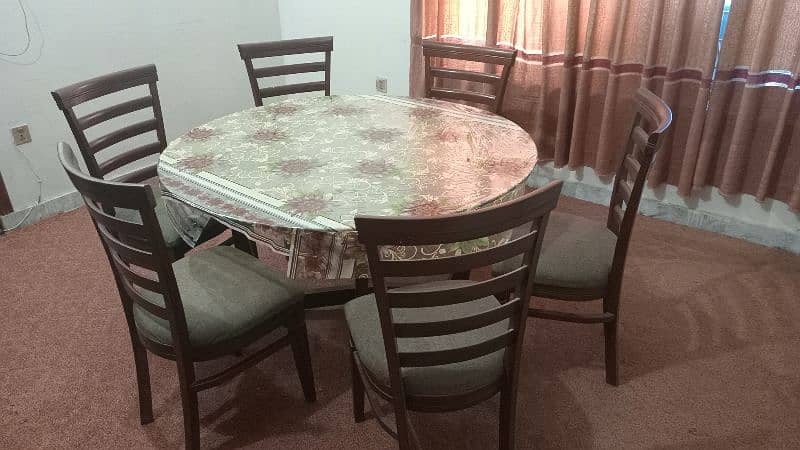 Wooden Glass Dining Table For Sale. 4