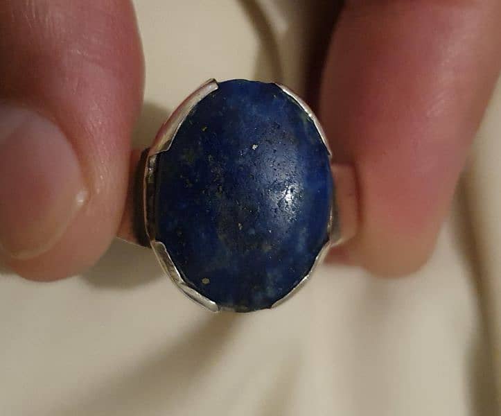 Original Lajward Gem stone with silver Ring 2