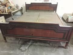 wooden double bed