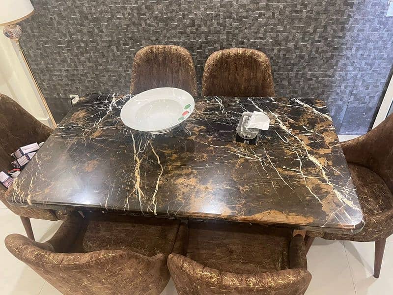 Beautiful Marble top pure wooden base dinning table. 2