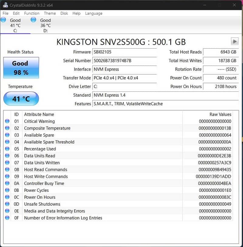 Kingston NV2 PCIe 4.0 NVMe M. 2 2280 SSD 500GB Computer Storage 1