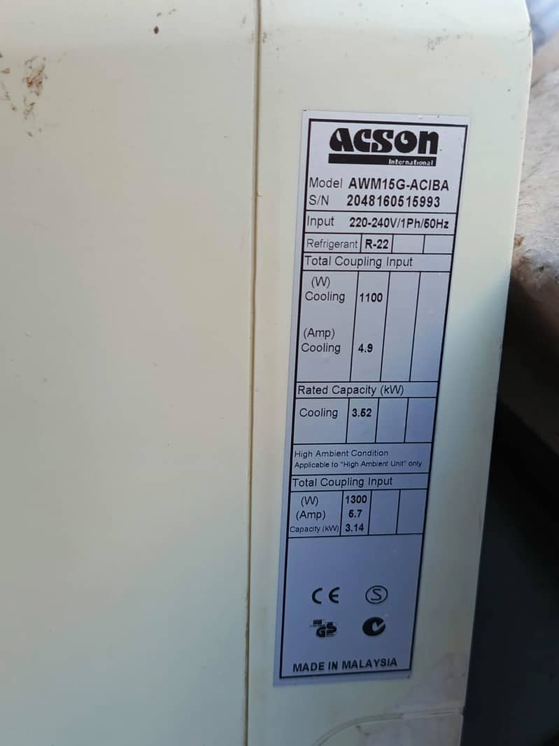( Non inverter ) Acson Cool & Heat Wall Mounted Split AC 1Ton & 1.5Ton 7