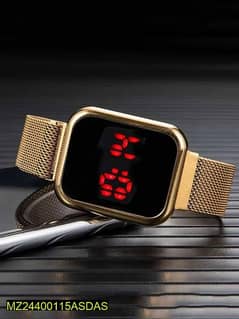 Led display wrist digital watch with magnetic strap