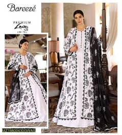 3 Pcs Women's Unstitched Lawn Embroidered Suit